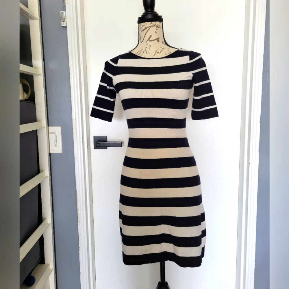 Karen Millen Preppy Nautical Striped Coastal Marine Knit Dress Size US 2